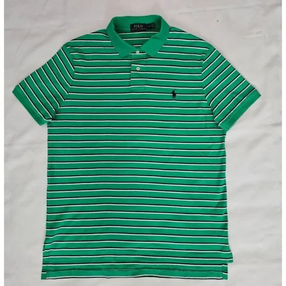 POLO Ralph Lauren Men's Green Striped Short Sleeve Classic Polo Shirt Size L/G - Picture 4 of 12